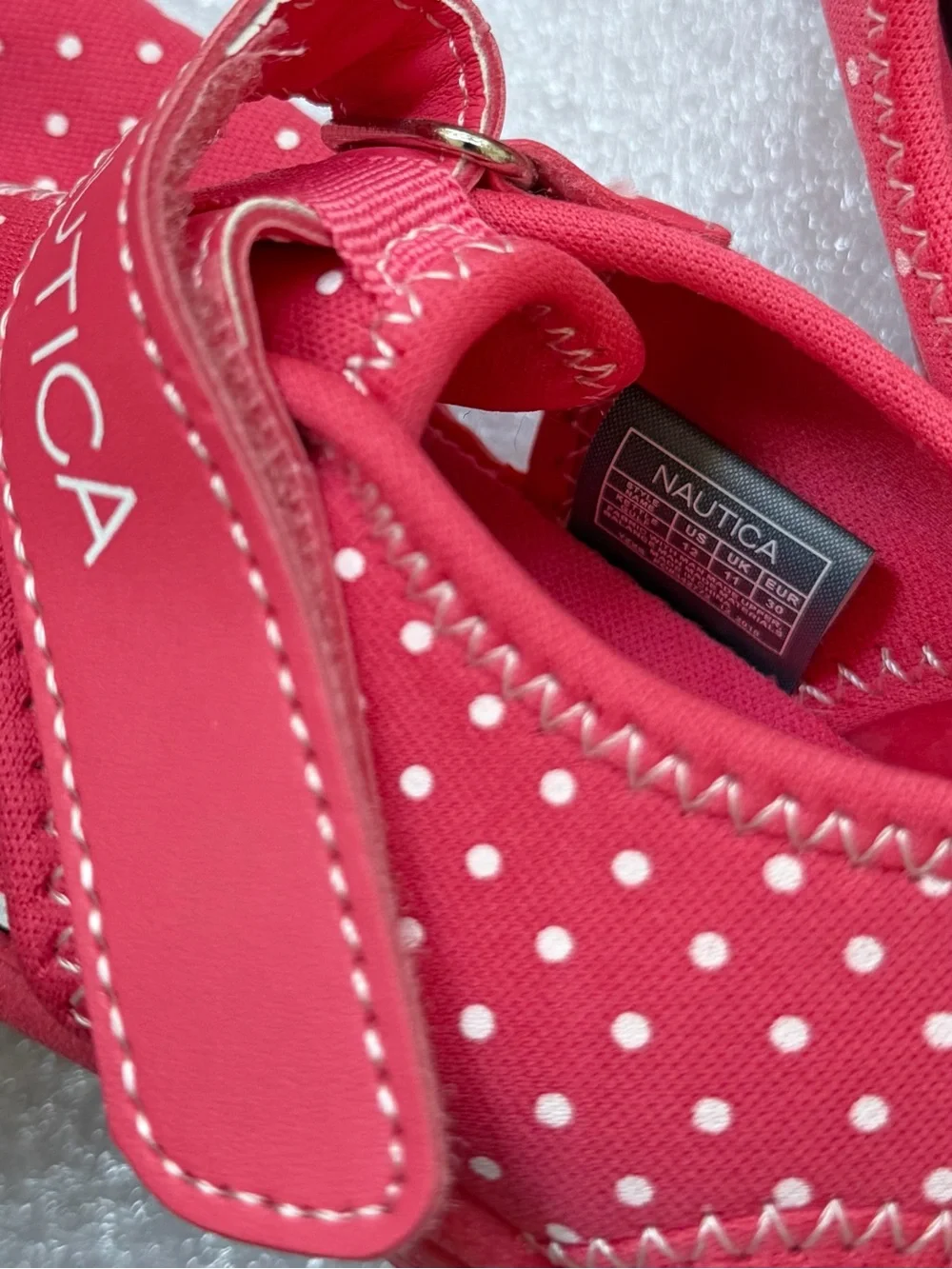 NEW Nautica Girls Pink/White Polka Dot Protective Closed-Toe Water Shoes Size 12
